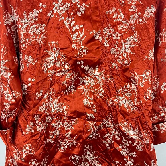 Coupe Top Blouse Size L Brown Floral 3/4 Sleeve Button Up 100% Polyester - Picture 8 of 9